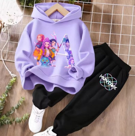Felpa e pantalone di cotone KPop Demon Hunters Taglie da 110 cm a 160 cm