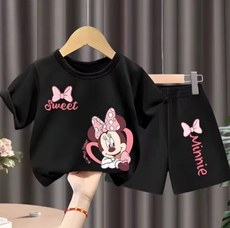 T-SHIRT E PANTALONCINI DI COTONE PER BAMBINE MINNIE TAGLIA 3-4 ANNI