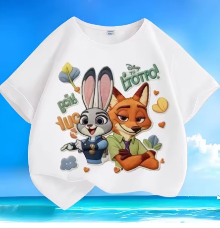 T-SHIRT  DISNEY ZOOTOPIA DI COTONE TAGLIA DA 5 ANNI IN SU