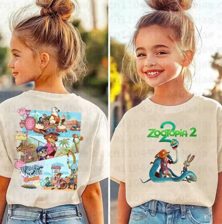 T-SHIRT ZOOTOPIA 2 DI COTONE JUDY&NICK&GARY DA 4 ANNI IN SU
