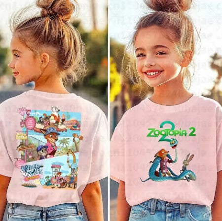 T-SHIRT ZOOTOPIA 2 DI COTONE JUDY&NICK&GARY DA 4 ANNI IN SU
