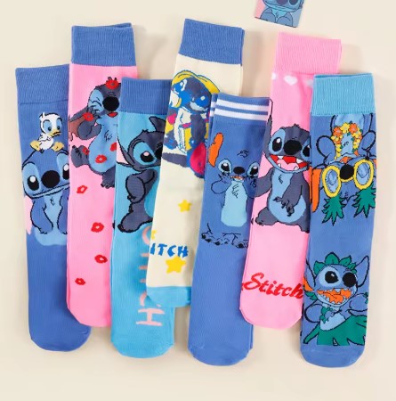 SET 7 PAIA DI CALZINI STITCH TAGLIA UNICA